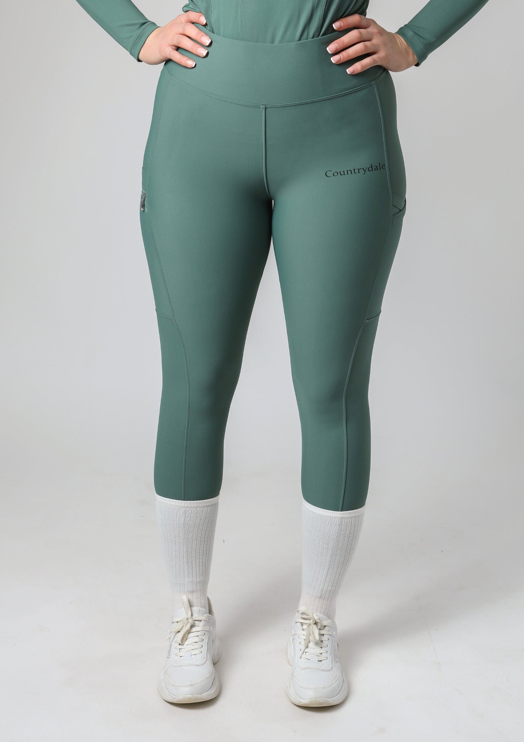 Klassische Reitleggings zum Überziehen (Salbeigrün)