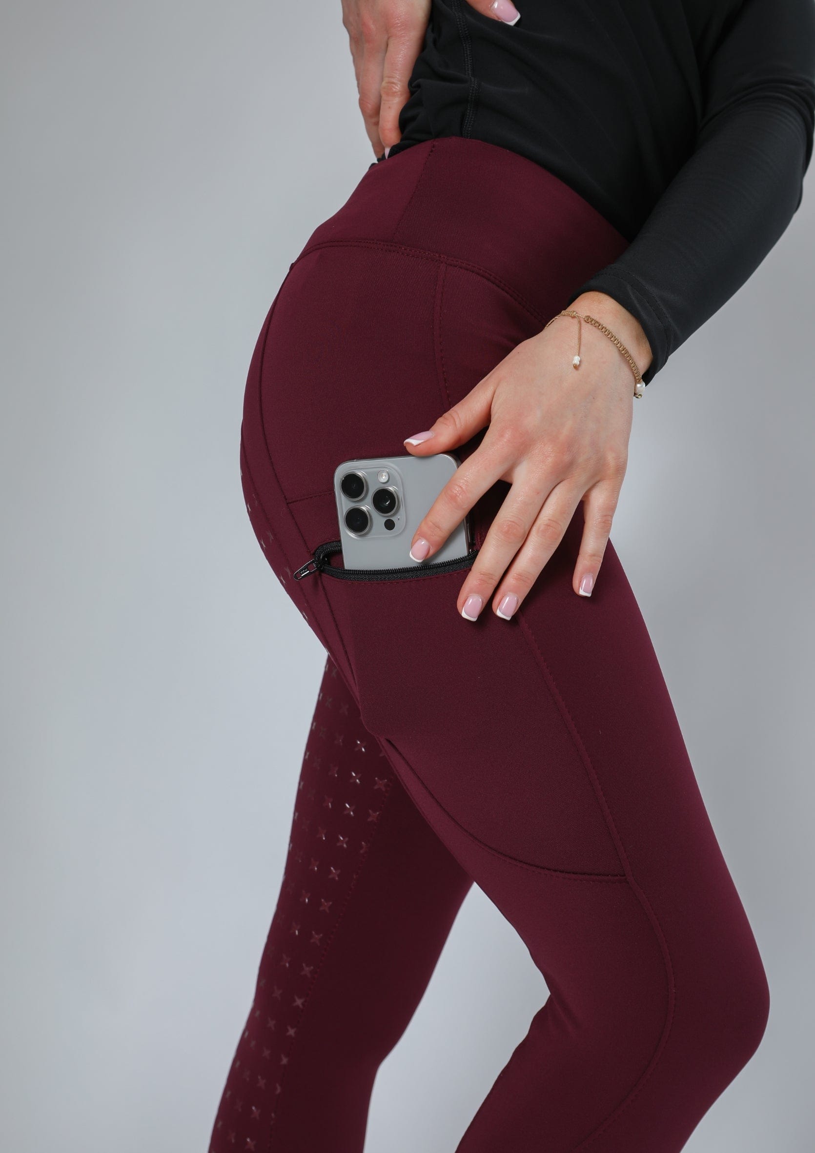 Thermal Performance Reitleggings mit Vollbesatz (Weinrot)