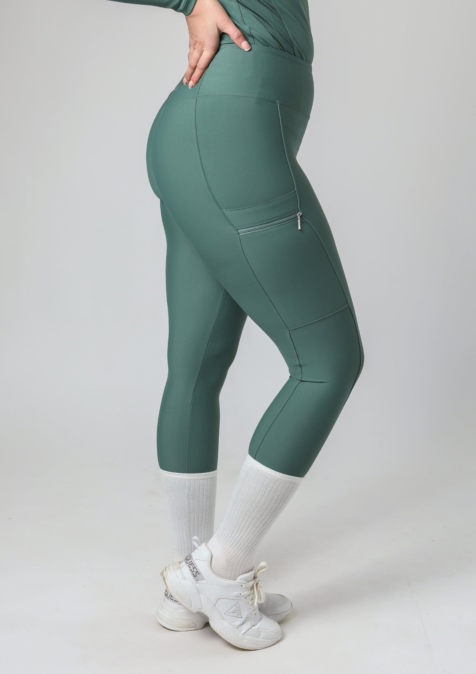 Klassische Reitleggings zum Überziehen (Salbeigrün)