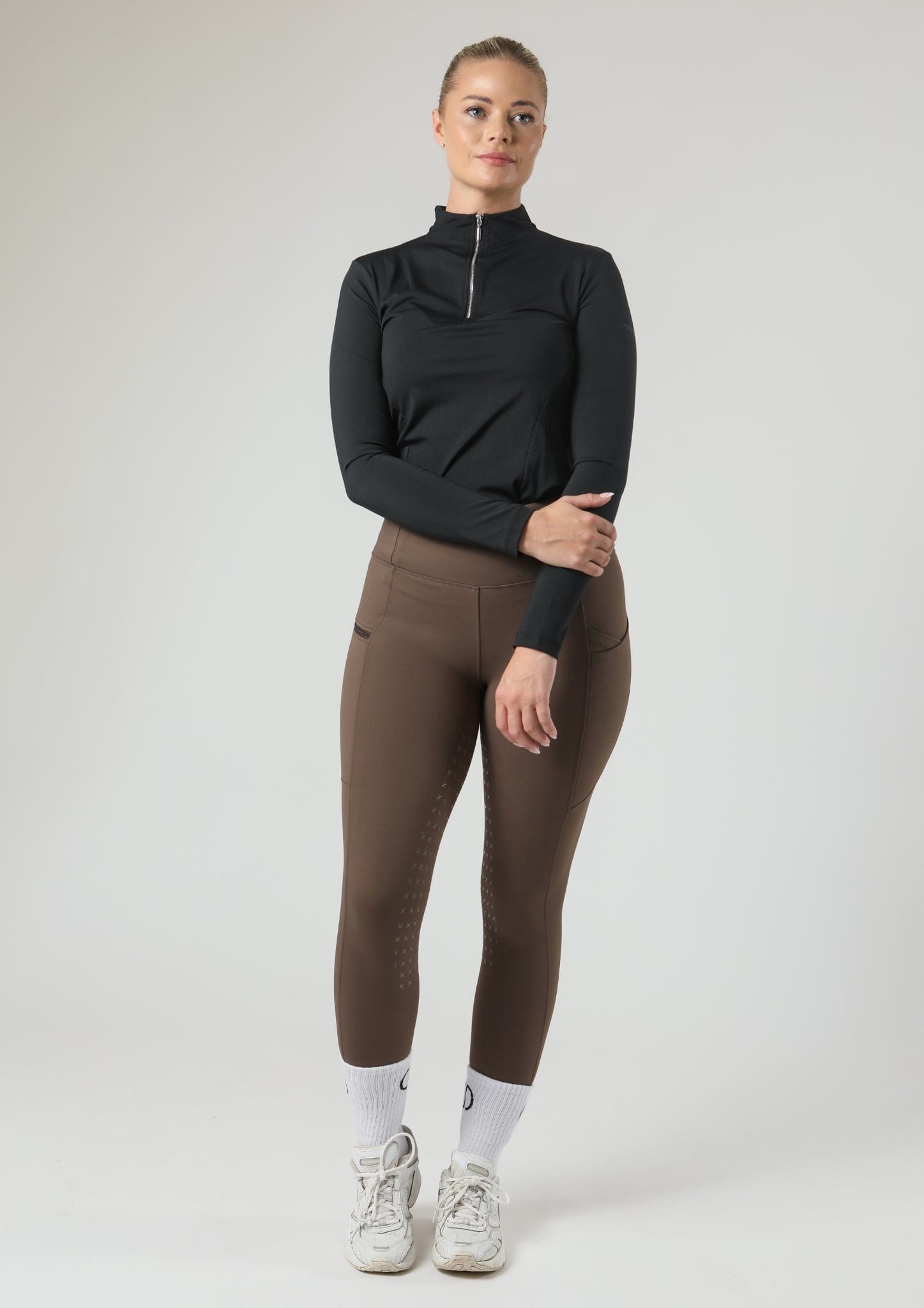 Leggings d'équitation ThermoDry à fond intégral (Marron)