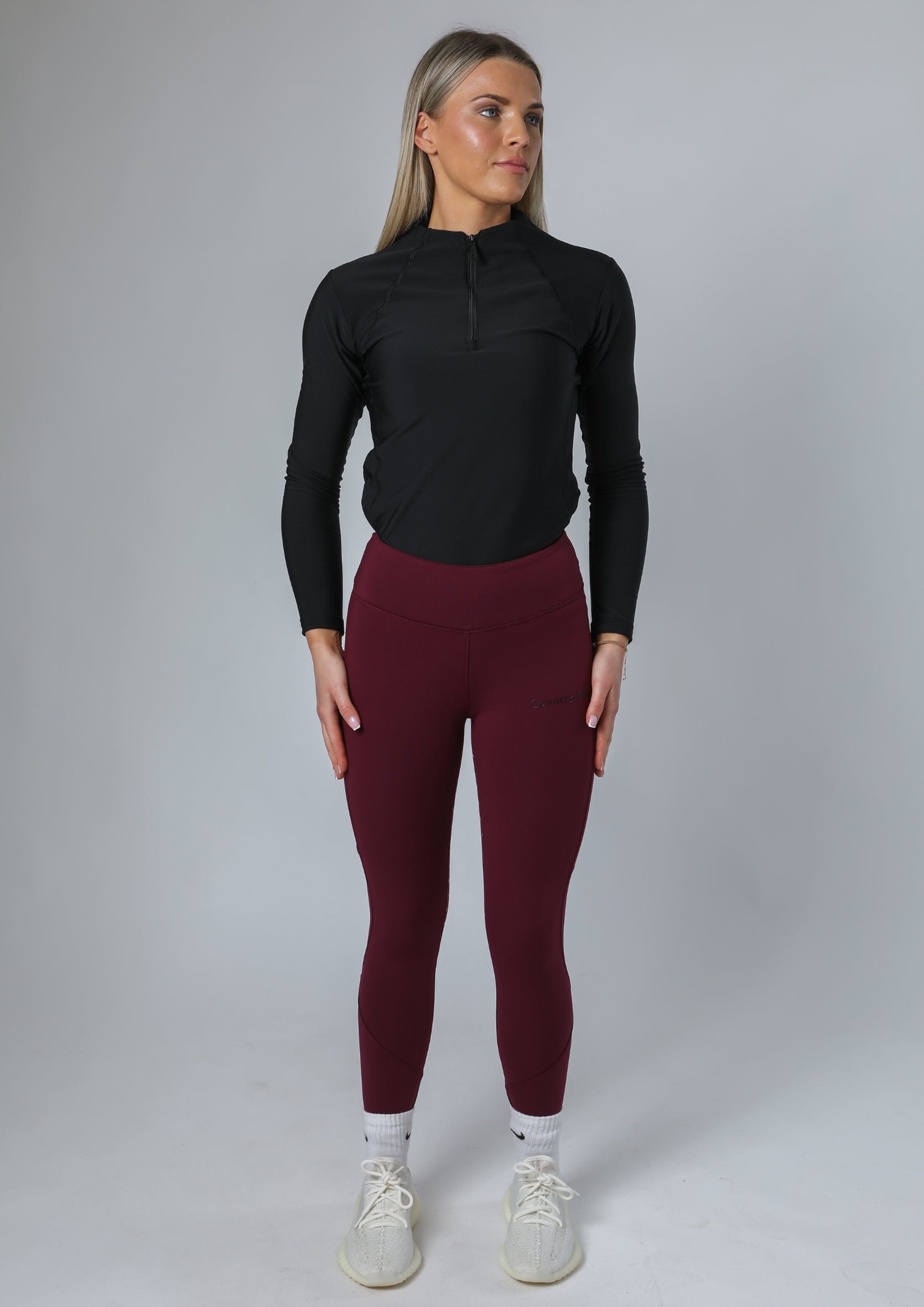 Leggings d'équitation Thermal Performance à assise intégrale (vin)