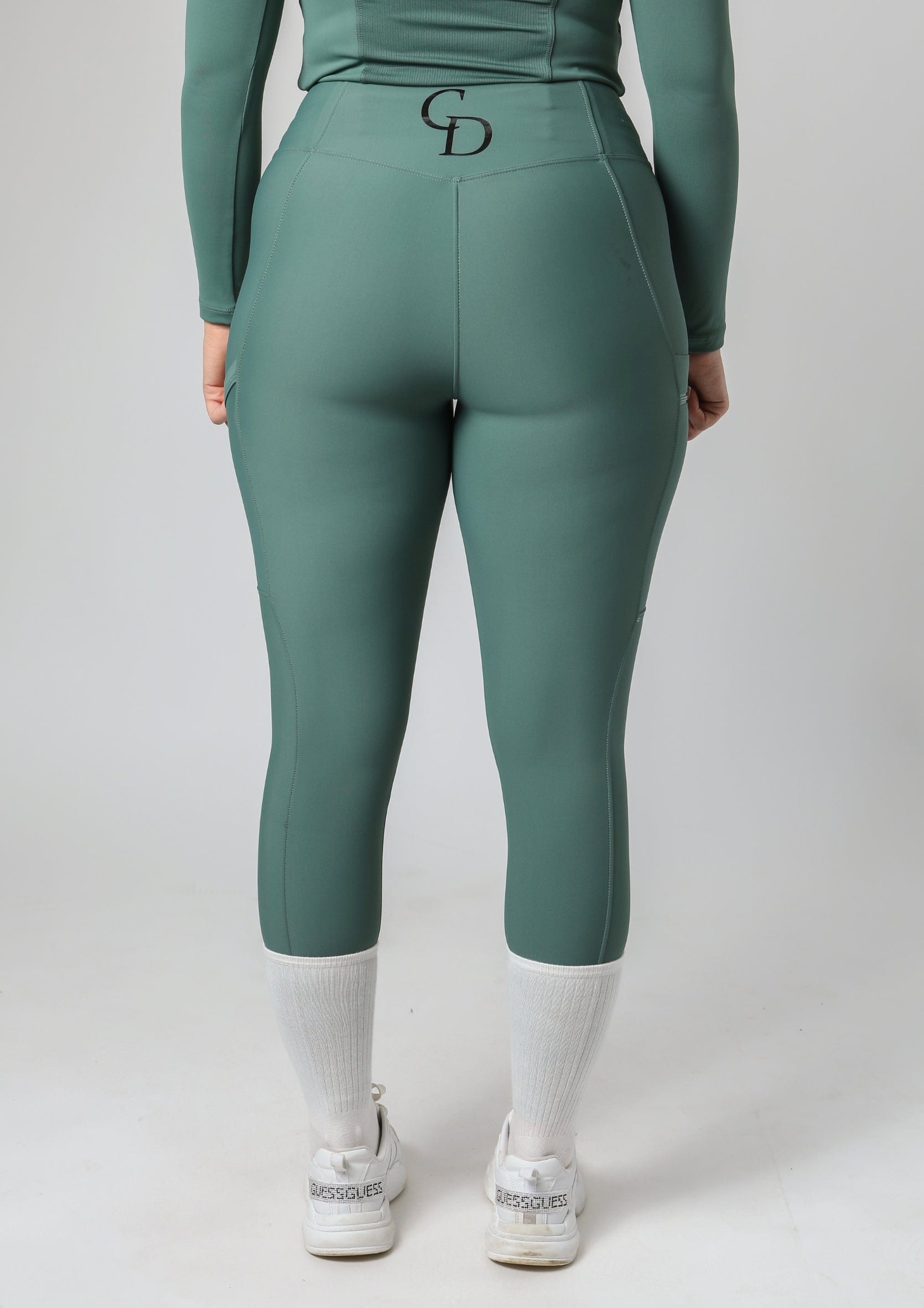 Klassische Reitleggings zum Überziehen (Salbeigrün)