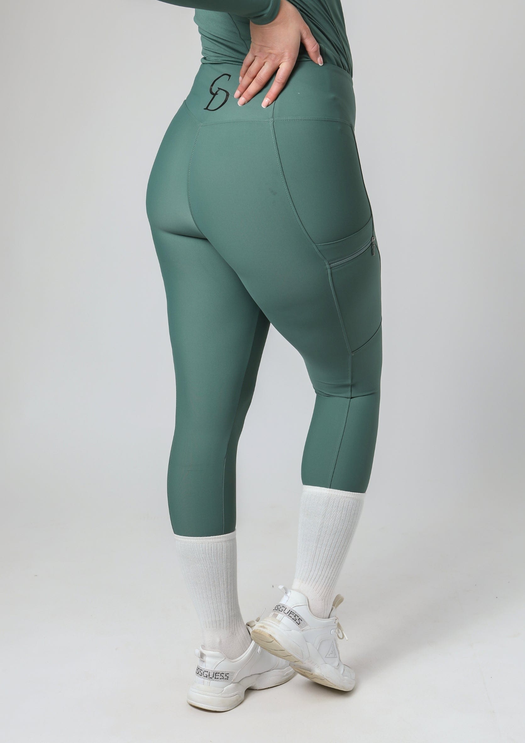 Klassische Reitleggings zum Überziehen (Salbeigrün)