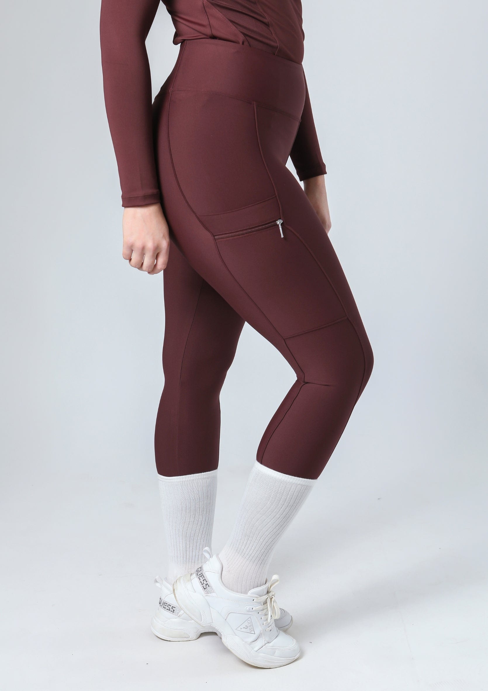 Klassische Reitleggings zum Überziehen (Weinrot)
