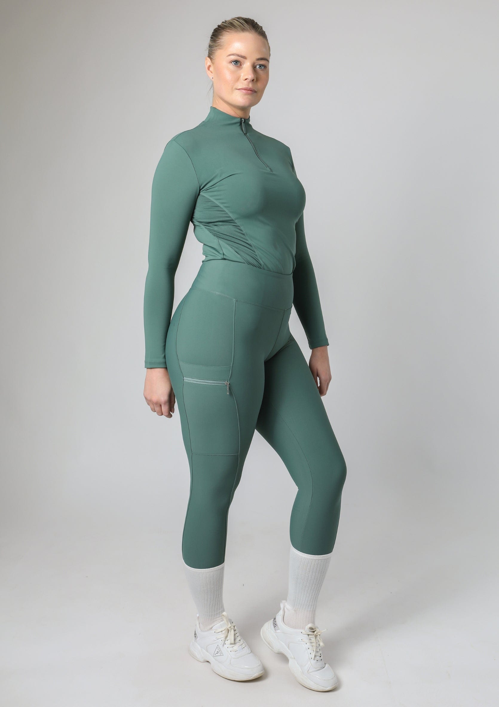 Klassische Reitleggings zum Überziehen (Salbeigrün)