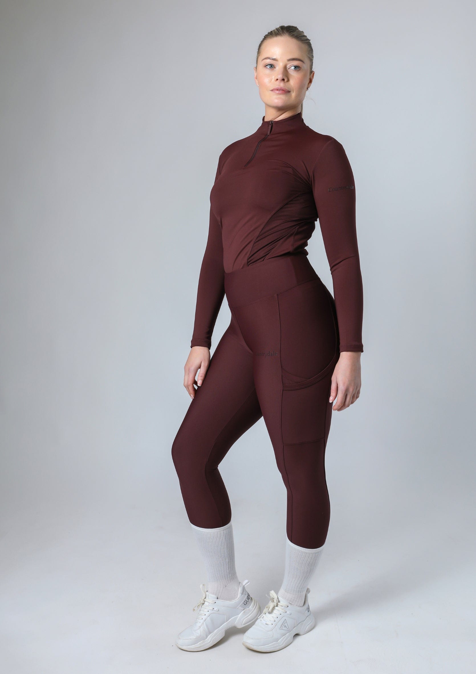 Klassische Reitleggings zum Überziehen (Weinrot)