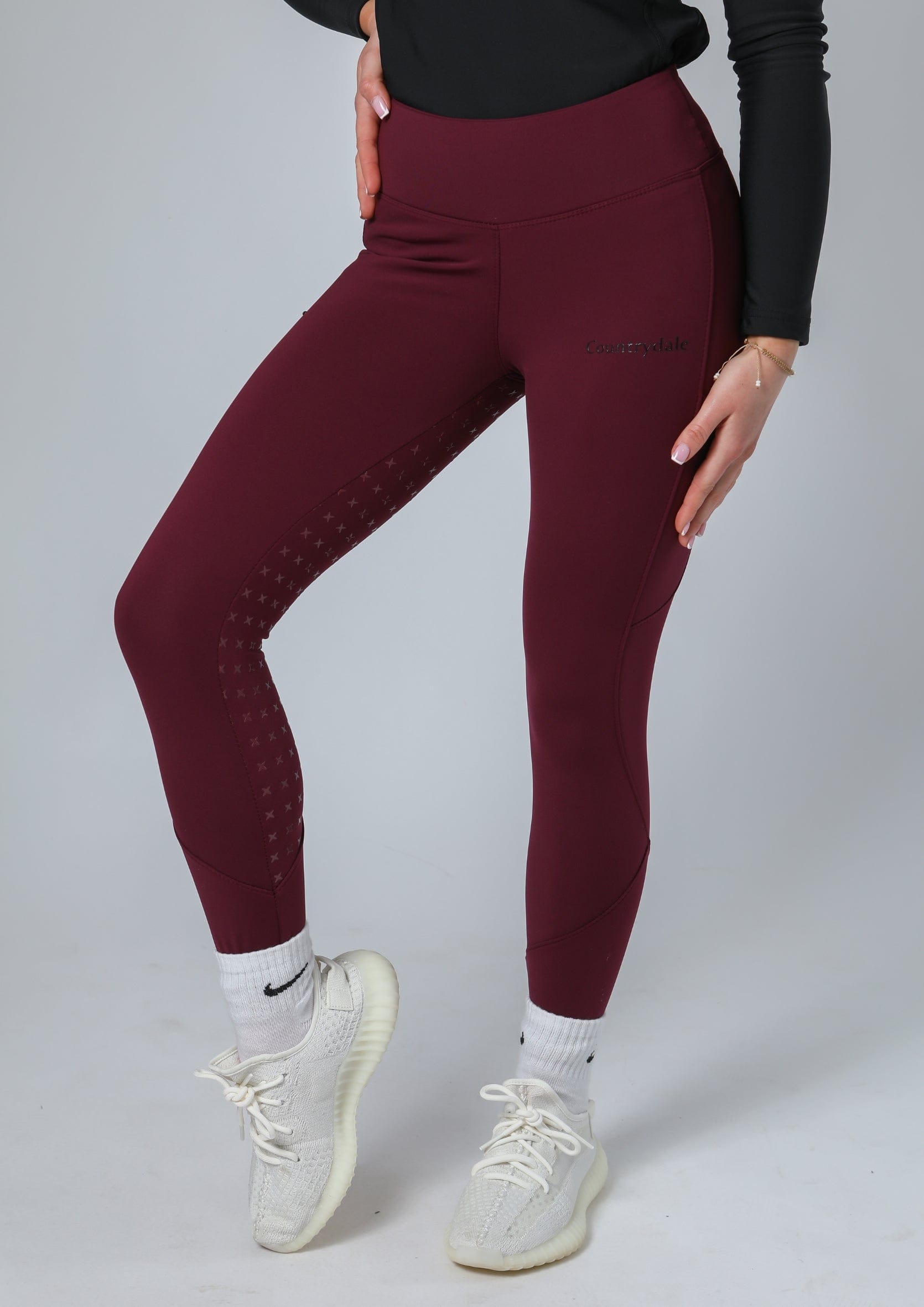 Thermal Performance Reitleggings mit Vollbesatz (Weinrot)