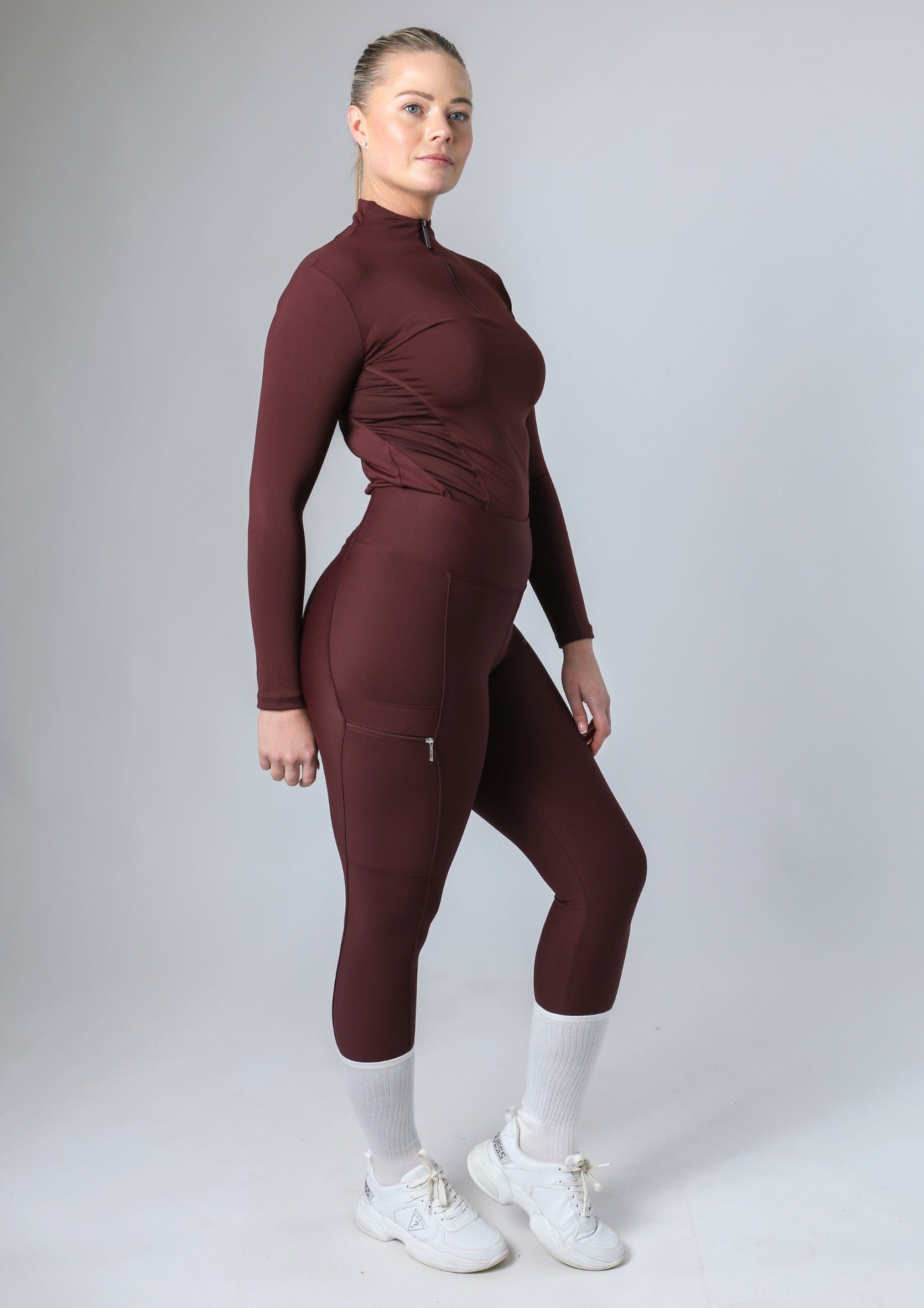 Klassische Reitleggings zum Überziehen (Weinrot)