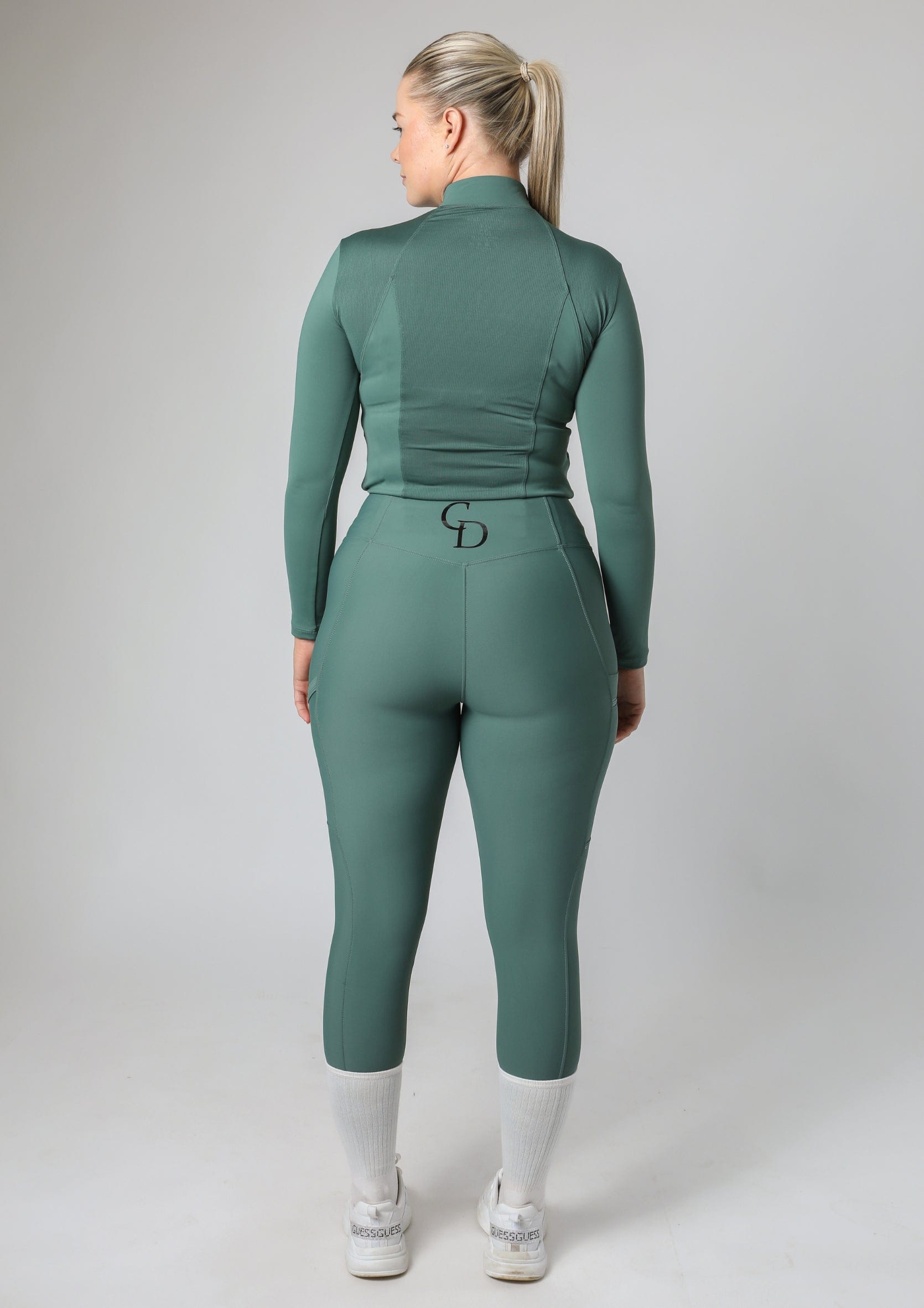 Klassische Reitleggings zum Überziehen (Salbeigrün)