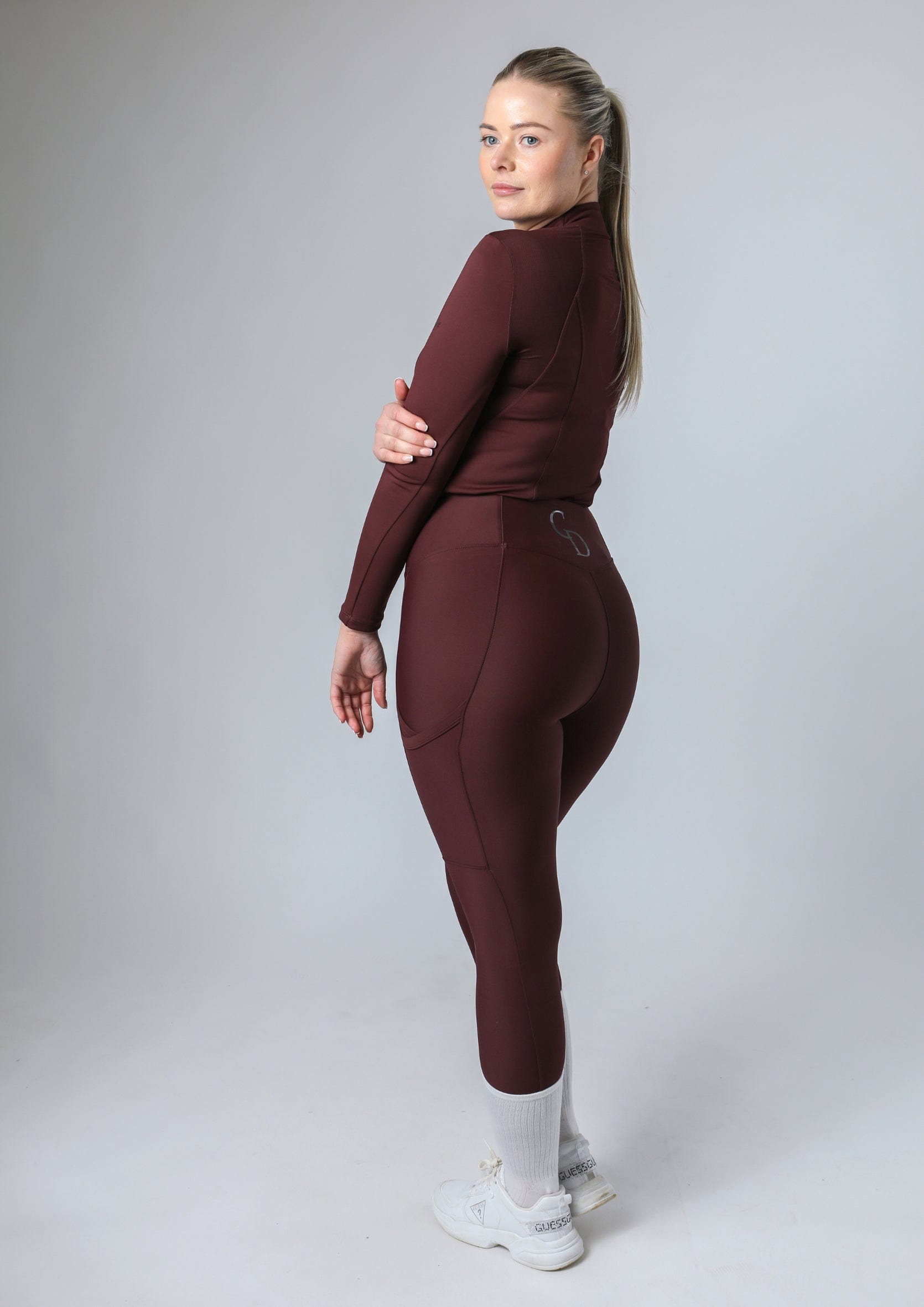 Klassische Reitleggings zum Überziehen (Weinrot)