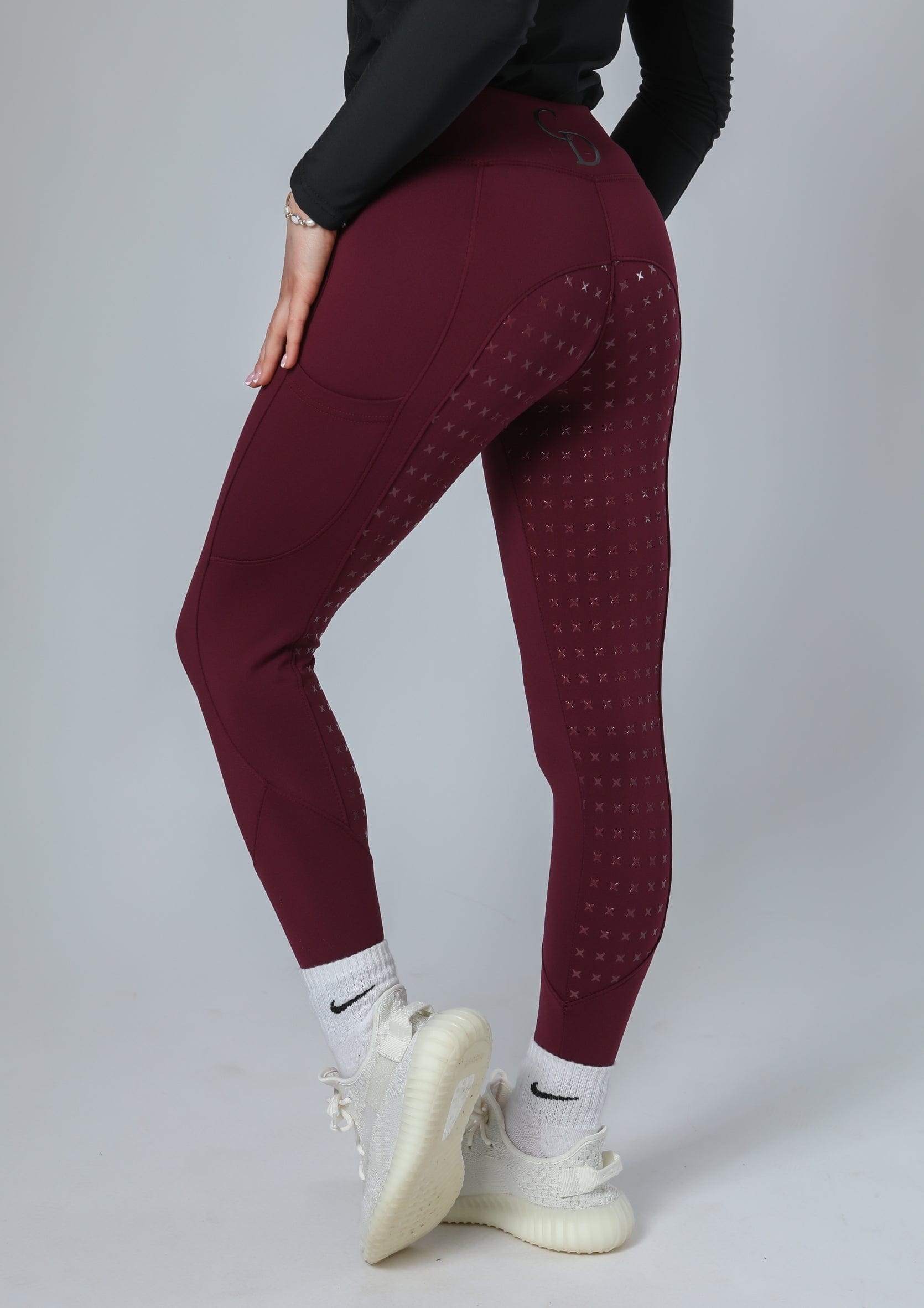 Thermal Performance Reitleggings mit Vollbesatz (Weinrot)