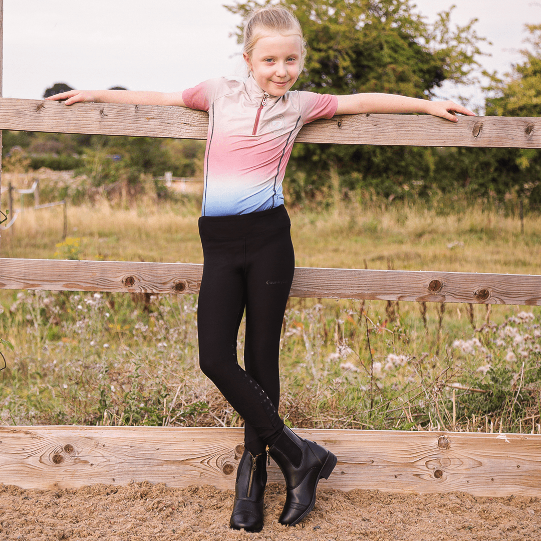 Reitleggings mit Vollbesatz für Kinder (Schwarz)