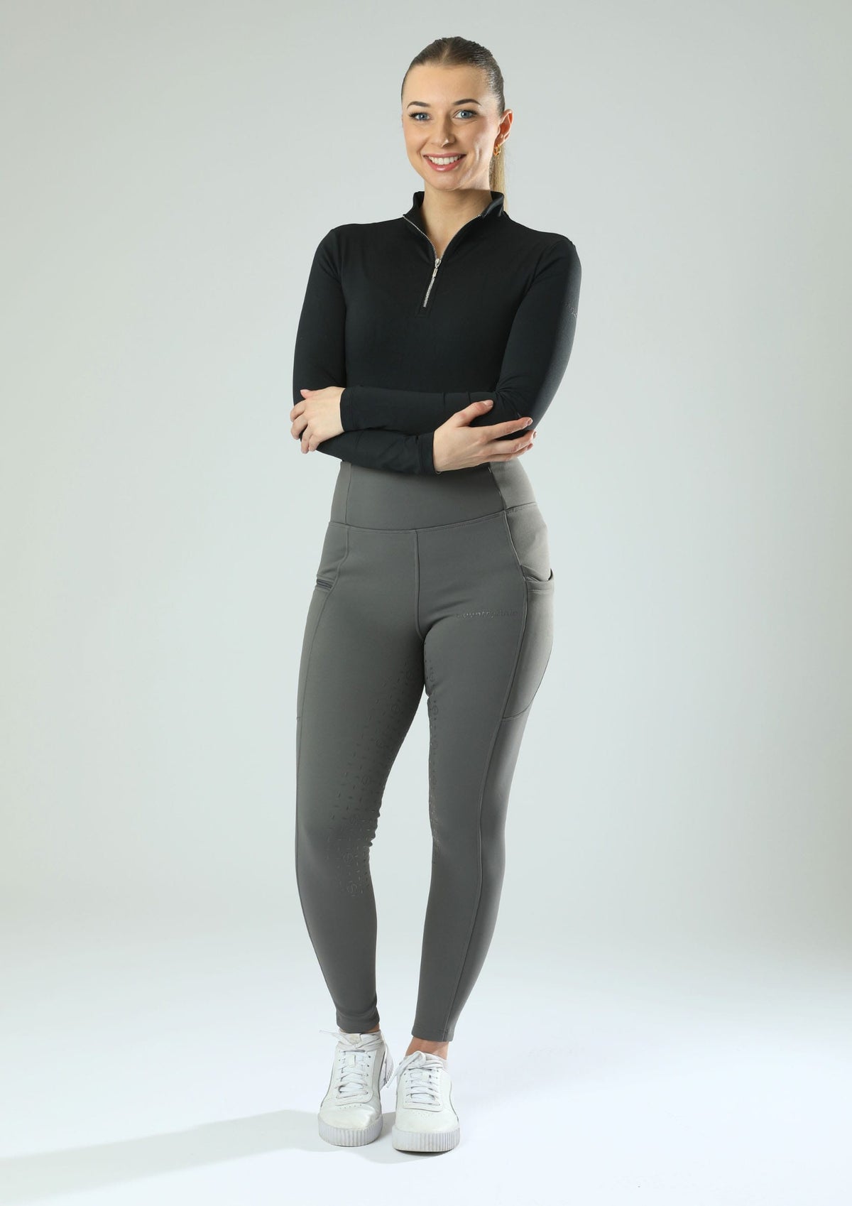 ThermoDry Vollbesatz-Reitleggings (Grau)