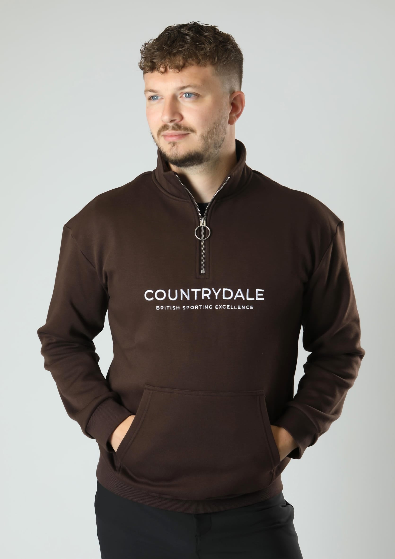 Mens Kensington Quarter Zip Jumper (Brown)