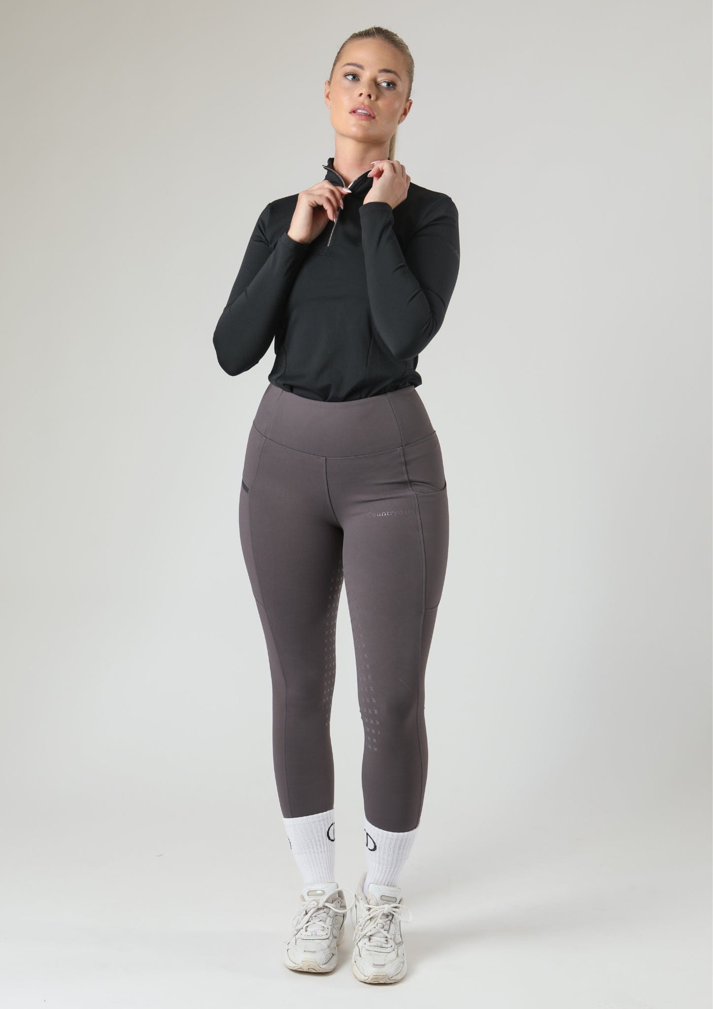 ThermoDry Vollbesatz-Reitleggings (Schiefergrau)