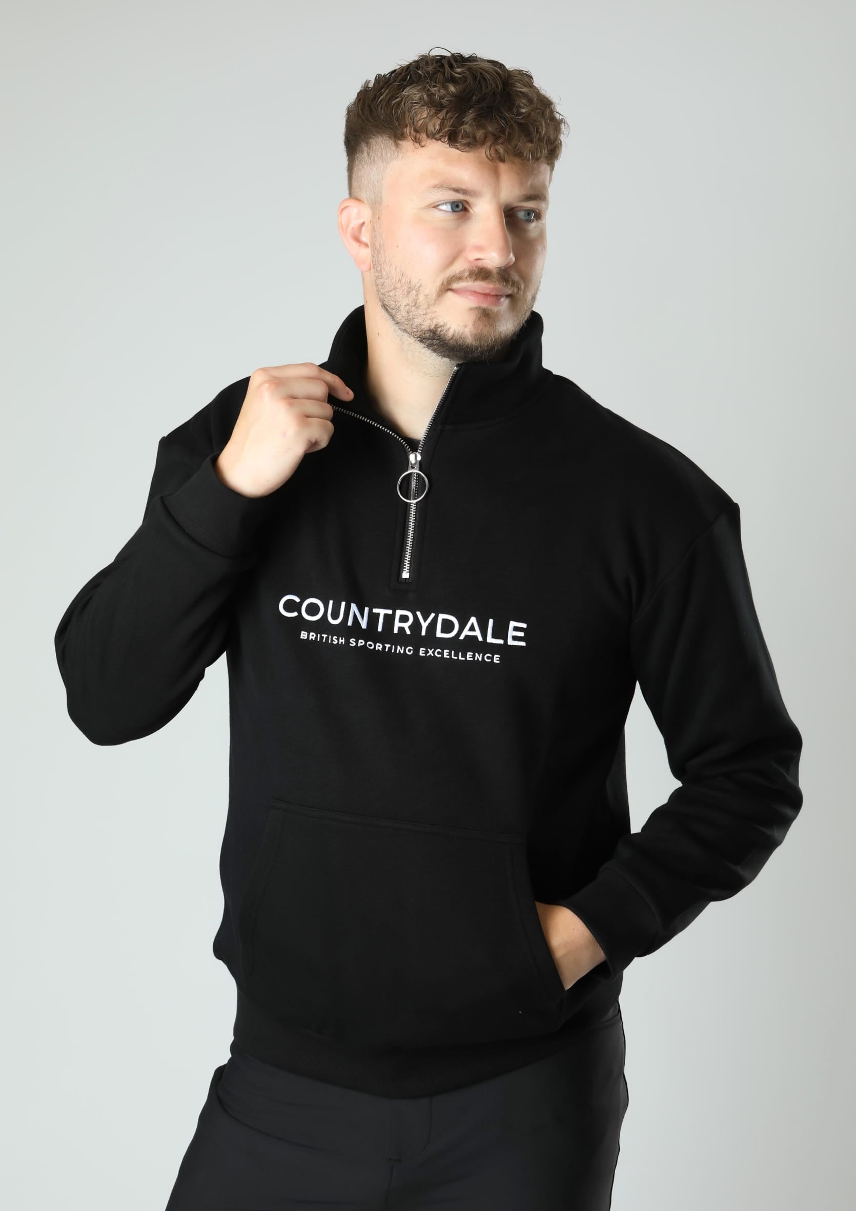 Mens Kensington Quarter Zip Jumper (Black)
